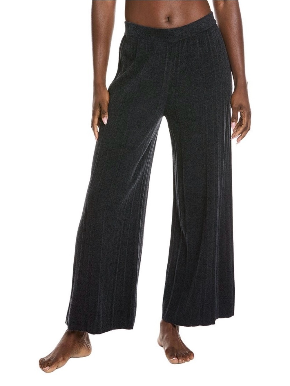 NWT Barefoot Dreams Black Wide-Leg Knit Lounge Pants SZ XS